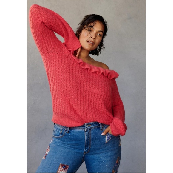 Anthropologie Ruffled Boat Neck Sweater NWT Size XL - Picture 6 of 16